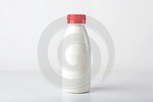 White plastic bottle red cap isolated on white