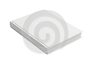 Plain white rectangular binder or folder standing upright against white background