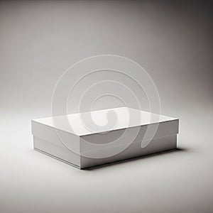 Plain White Rectangular Gift Box or Packaging with Lid on a Light Gray Background present