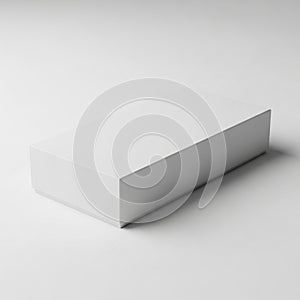 Plain White Rectangular Box with Lid on White Background container package