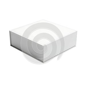 Plain white rectangular box with a lid on a white background
