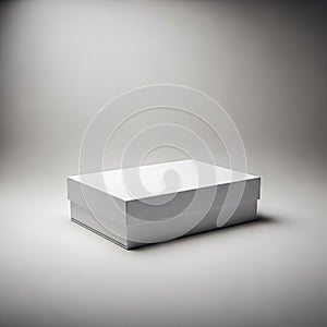 Plain White Rectangular Box with Lid on a Light Gray Background container packaging