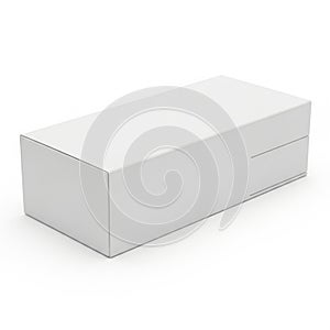Plain White Rectangular Box with Subtle Shadow on White Background packaging container