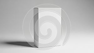 Plain White Rectangular Box on a Light Gray Seamless Background with Shadow package packaging