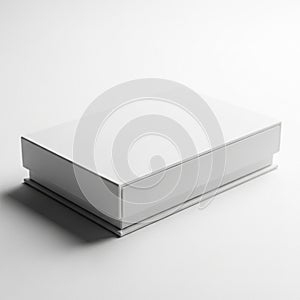 Plain White Rectangular Gift Box with Lid on White Background present packaging