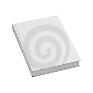 A plain white rectangular notebook or blank booklet with rounded corners