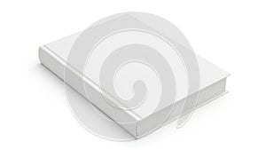 A plain white rectangular notebook or booklet resting on a flat surface