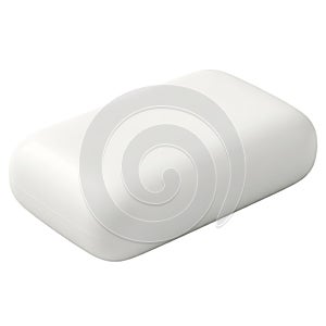 Plain white rectangular soap bar with rounded edges isolated on transparent background
