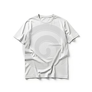 Plain white T-shirt displayed on a flat surface, showcasing its simple