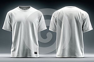 Plain white t-shirt mockup displayed from front and back views