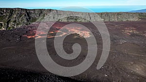 The Plaine des Sables on Reunion Island panoramic drone view