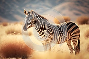 plains zebra, equus quagga, equus burchellii, common zebra. Neural network AI generated