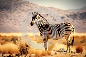 plains zebra, equus quagga, equus burchellii, common zebra. Neural network AI generated