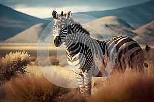 plains zebra, equus quagga, equus burchellii, common zebra. Neural network AI generated