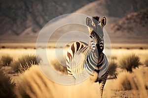 plains zebra, equus quagga, equus burchellii, common zebra. Neural network AI generated