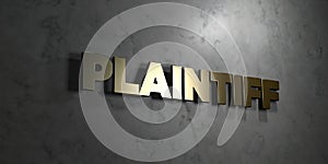 Plaintiff - Gold text on black background - 3D rendered royalty free stock picture photo