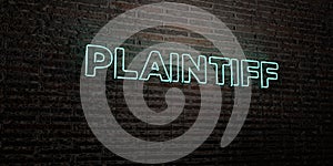 PLAINTIFF -Realistic Neon Sign on Brick Wall background - 3D rendered royalty free stock image