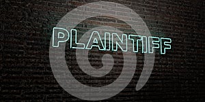 PLAINTIFF -Realistic Neon Sign on Brick Wall background - 3D rendered royalty free stock image photo