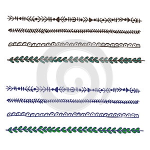 Plait and braids isolated on white background. Set of hand drawn laces. Vector design elements