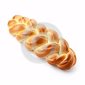 A plaited wheat loaf of Challah Israeli Bread, secluded on a pale