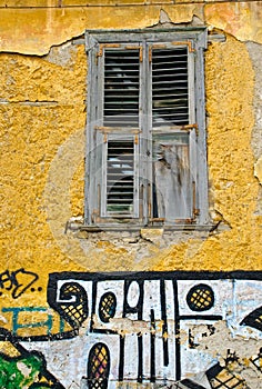 Plaka Window, with Graphitti, Athens photo