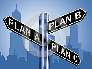 Plan A B or C Choice Showing Strategy Change 3d Illustration