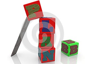 Plan B concept on toy red cubes with support