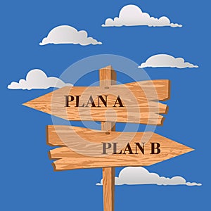 Plan A or B street sign, choice concept, vector illustration