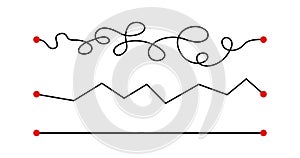 Plan B vector concept, path from point A to B on map, straight and difficult route, challenge icon. Planning and reality. Simple