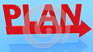 Plan concept with red arrow