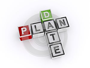 plan date word block on white