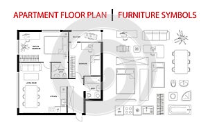 Plan floor apartments set. Icon design elements.
