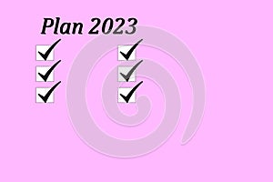 Plan notepad list concept for 2023. Business plan. The inscription 2023 in a notebook. 2023 Goal, plan, action checklist