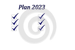 Plan notepad list concept for 2023. The inscription 2023 in a notebook. 2023 Goal, plan, action checklist text on