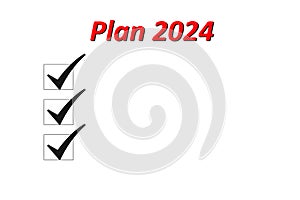 Plan notepad list concept for 2024. The inscription 2024 in a notebook. 2024 Goal, plan, action checklist text on