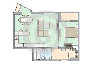 Plan one-bedroom apartment