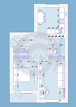 Plan one-bedroom apartment