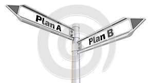 Plan A or Plan B. Road sign