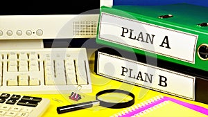 Plan A and plan B-text inscription on the office Registrar.