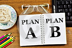 Plan A and plan B. The text label in the working notebook.