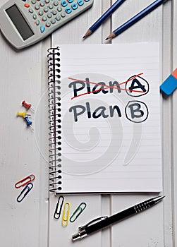 Plan A Plan B word on notebook