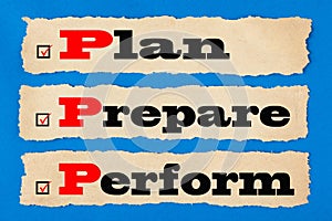 Plan Prepare Perform Concept