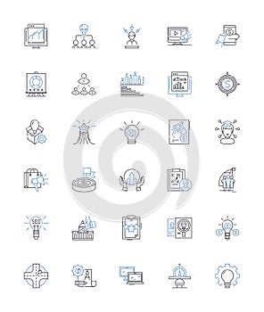 Plan and scheme line icons collection. Strategy, Blueprint, Design, Plot, Proposal, Map, Outline vector and linear