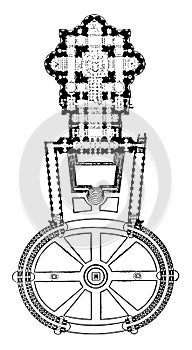 Plan of St Peter at Rome 1546Â–1564 vintage engraving