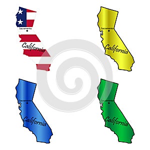 The plan of the state of California. A set of multi-colored images.