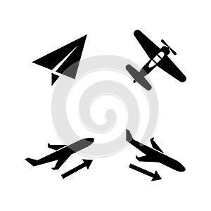 Plane, Aircraft, Airplane. Simple Related Vector Icons