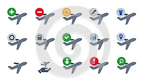 Plane aircraft icon set collection symbol of fast delivery transportation