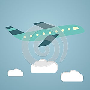 Plane or airplane in the sky illustration in flat style