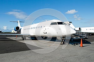 The plane at the airport ready for boarding