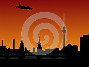 Plane and Berlin skyline